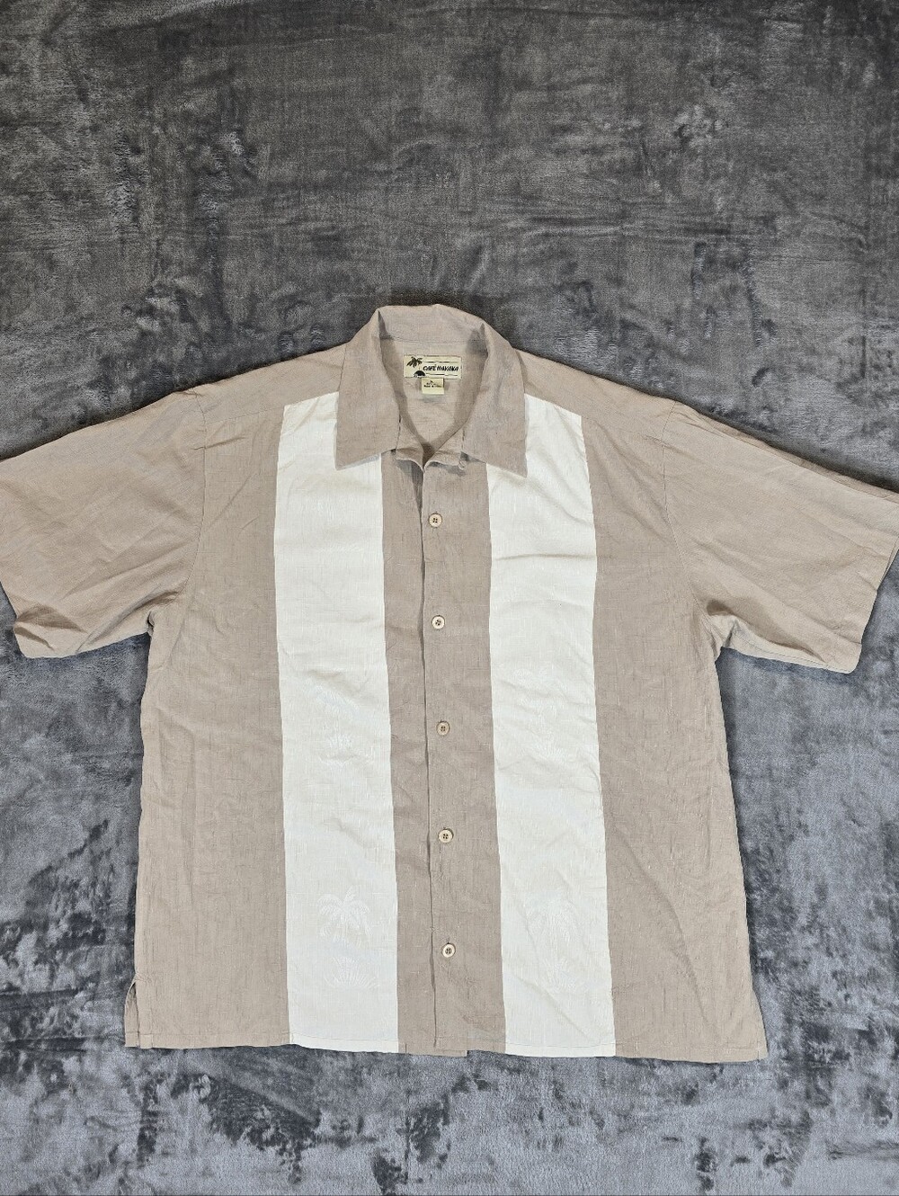 Vintage Cafe Havana Silk Button Up Shirt Size XL Hawianna Palm Trees